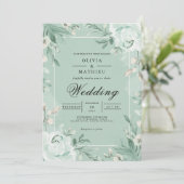 Sage Bloemen Archway Bloom Wedding Kaart (Staand voorkant)