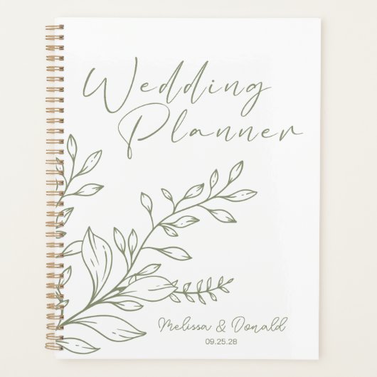 Sage Bloemen Boho Bruiloft Planner (Voorkant)