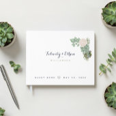 Sage Bloemen Wit Hout Bruiloft Gastenboek