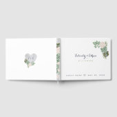 Sage Bloemen Wit Hout Bruiloft Gastenboek (Volledig)