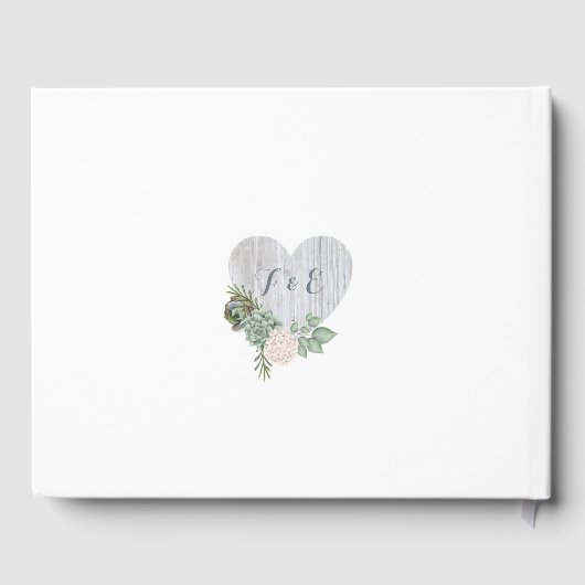 Sage Bloemen Wit Hout Bruiloft Gastenboek (Achterkant)