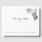 Sage Bloemen Wit Hout Bruiloft Gastenboek (Voorkant)