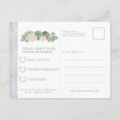 Sage Bloemen & Wit Hout Bruiloft RSVP Kaart (Achterkant)