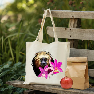 Sage Bloemige Gouden-Kop Leeuwtamarin Aap Tote Bag