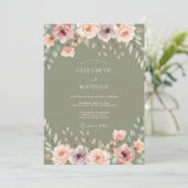 Sage Bloesem Rustieke Bruiloft Kaart (Staand voorkant)