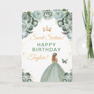 Sage Blond Haar Meisje Sweet Sixteen Verjaardag Kaart