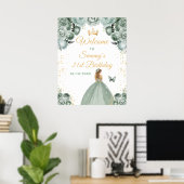 Sage Blond Haar Prinses Verjaardags Welkom Poster (Thuiskantoor)