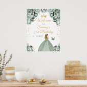 Sage Blond Haar Prinses Verjaardags Welkom Poster (Keuken)