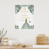 Sage Blonde Haar Prinses Verjaardag Welkom Poster (Keuken)
