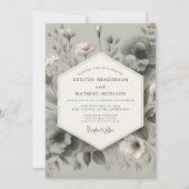 Sage Bloom Elegance Wedding Kaart (Voorkant)