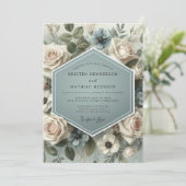 Sage Bloom Romance Bruiloft Kaart (Staand voorkant)