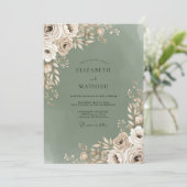 Sage Bloom Romantic Wedding Kaart (Staand voorkant)