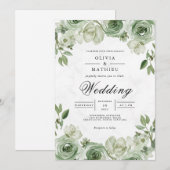 Sage Blossom Arch Wedding Kaart (Voorkant / Achterkant)