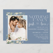 Sage Blue Floral Casual bruiloft gewoon liefde Kaart (Voorkant / Achterkant)