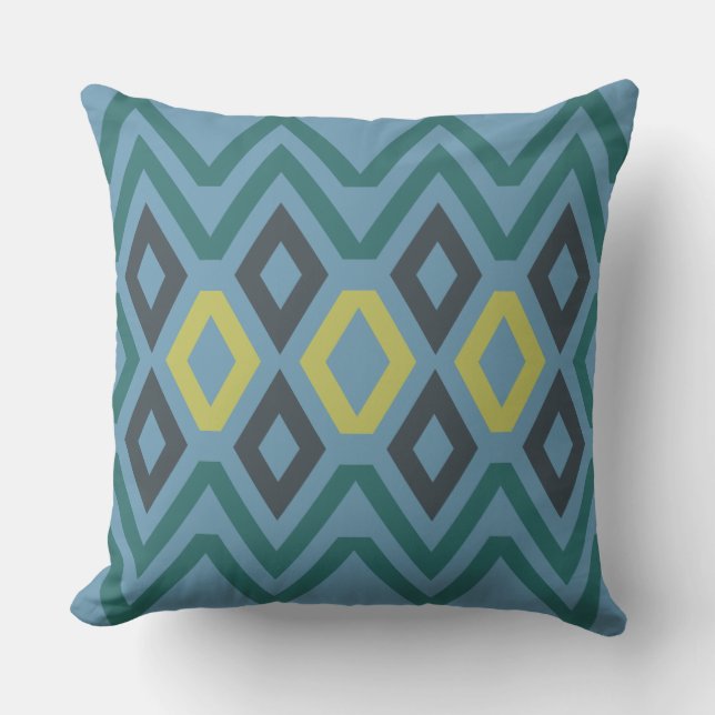 Sage Blue Geometric Sierkussen (Voorkant)
