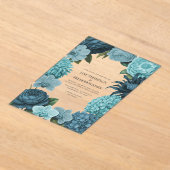Sage Blue, Glacier Teal & Ice Mint Bruiloft Acryl Uitnodigingen (Laagn)