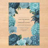 Sage Blue, Glacier Teal & Ice Mint Bruiloft Acryl Uitnodigingen (Voorkant)