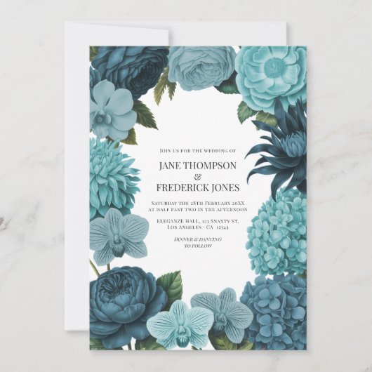 Sage Blue, Glacier Teal & Ice Mint Wedding Kaart (Voorkant)