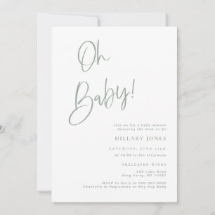 Sage Blue/Green Bohemian Baby shower Invitation Kaart