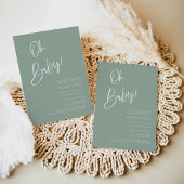 Sage Blue/Green Bohemian Baby shower Invitation Kaart