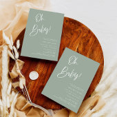 Sage Blue/Green Bohemian Baby shower Invitation Kaart