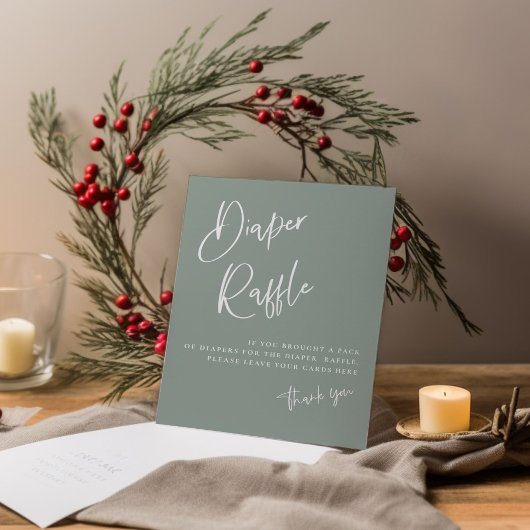 Sage blue/green boho Baby shower Diaper Raffle Poster