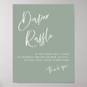 Sage blue/green boho Baby shower Diaper Raffle Poster (Voorkant)