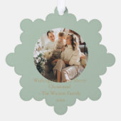 Sage Blue Pagoda Vrolijke Kerstboom 2-Foto Ornament Kaart (Achterkant)