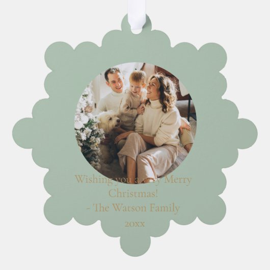 Sage Blue Pagoda Vrolijke Kerstboom 2-Foto Ornament Kaart (Achterkant)