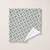 Sage Blue Specialized Modern Retro Floral Bad Handdoek (Wasdoekje)