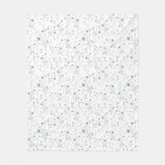 Sage Blue Watercolor Wildflower Fleece Deken (Voorkant)