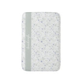 Sage Blue Watercolor Wildflower Monogram Name Badmat (Voorkant Verticaal)