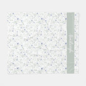 Sage Blue Watercolor Wildflower Monogram Name Fleece Deken (Voorkant (Horizontaal))