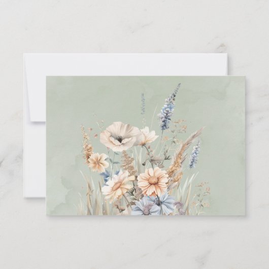 Sage Blue Wildflowers Wedding Save the Date Kaart (Achterkant)