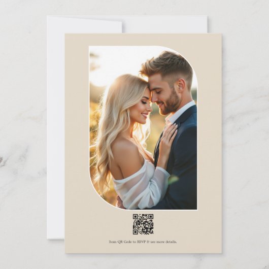 Sage, Blush and Light Tan Floral Wedding QR Code Kaart (Achterkant)