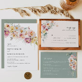 Sage Blush Bloemen Bruiloft Save The Date Uitnodig Kaart