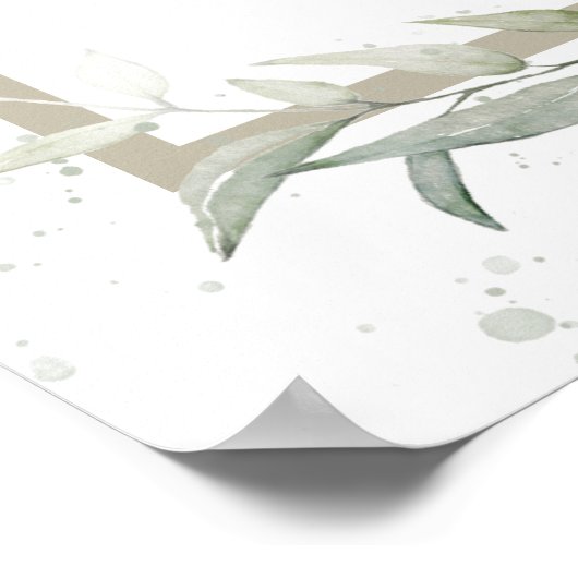 Sage blush blue greenery bruiloft welkom poster (Hoek)