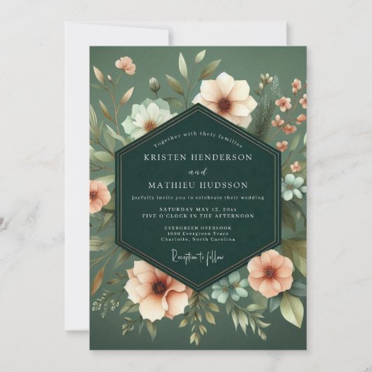 Sage Blush Chiaroscuro Bruiloft Kaart (Voorkant)