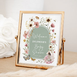Sage Blush Fairy Wildflower Baby shower Welkom Poster