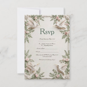 Sage Blush Kolibrie Tuin Antwoordkaart RSVP Kaartje
