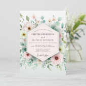 Sage & Blush Luchtige Botanische Bruiloft Kaart (Staand voorkant)