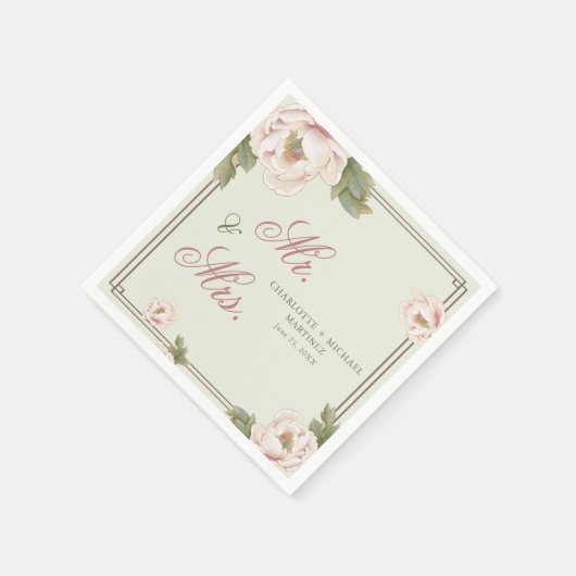 Sage & Blush Peony Floral Wedding Mr en Mrs. Servet (Hoek)