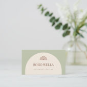 Sage Blush Pink Arch Business Card Visitekaartje (Staand voorkant)