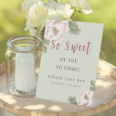Sage & Blush Pink Pony Floral Weddenschap Reclamebord Met Voetstuk