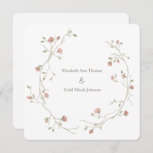 Sage & Blush Waterverf Square Weddenschap Kaart (Voorkant / Achterkant)