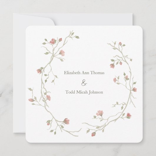 Sage & Blush Waterverf Square Weddenschap Kaart (Voorkant)