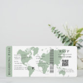 Sage Boarding Pass Bestemming bruiloft QR-code Kaart (Staand voorkant)