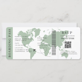 Sage Boarding Pass Bestemming bruiloft QR-code Kaart