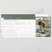 Sage Boarding Pass Ticket Destination Wedding (Voorkant / Achterkant)