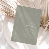 Sage Bohemian Arched minimalistische bruiloft Kaart